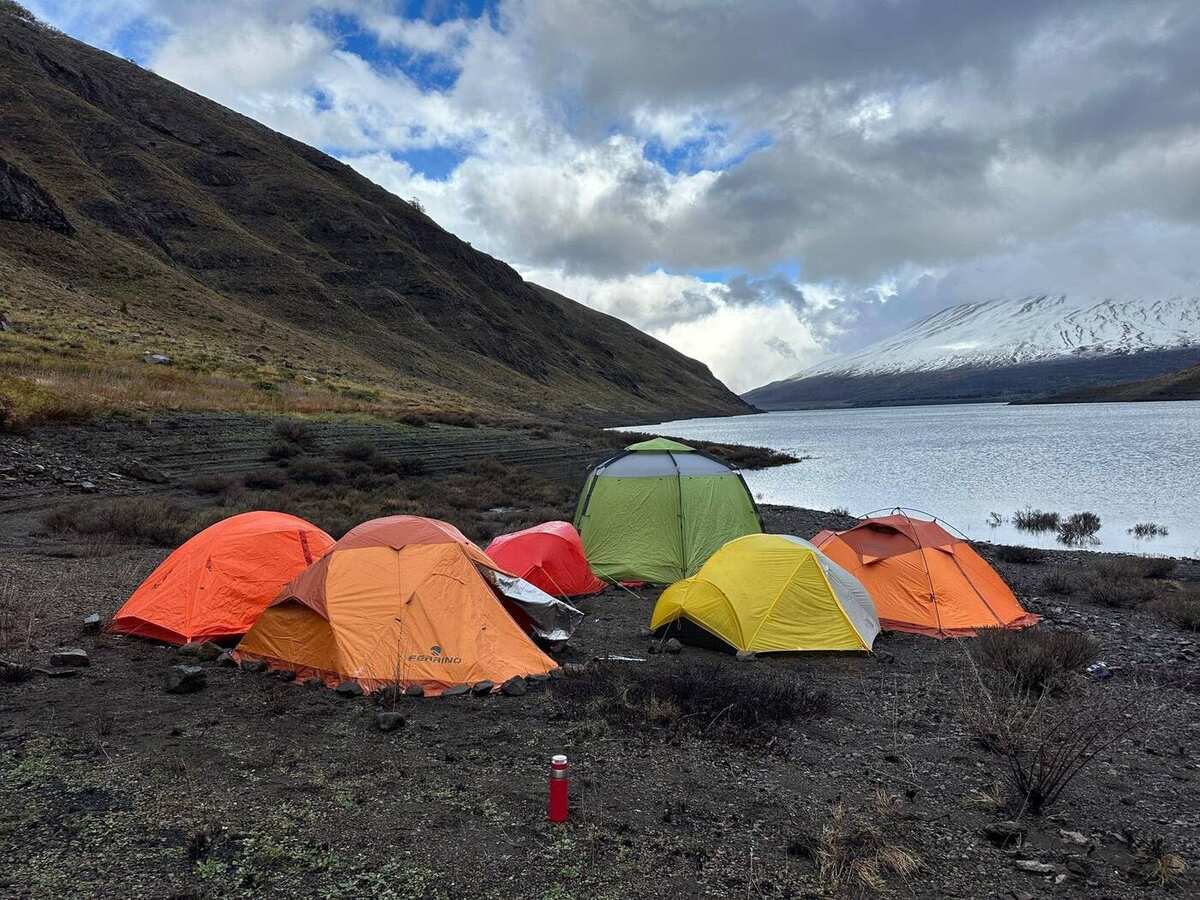 Camp by an altiplano lake
